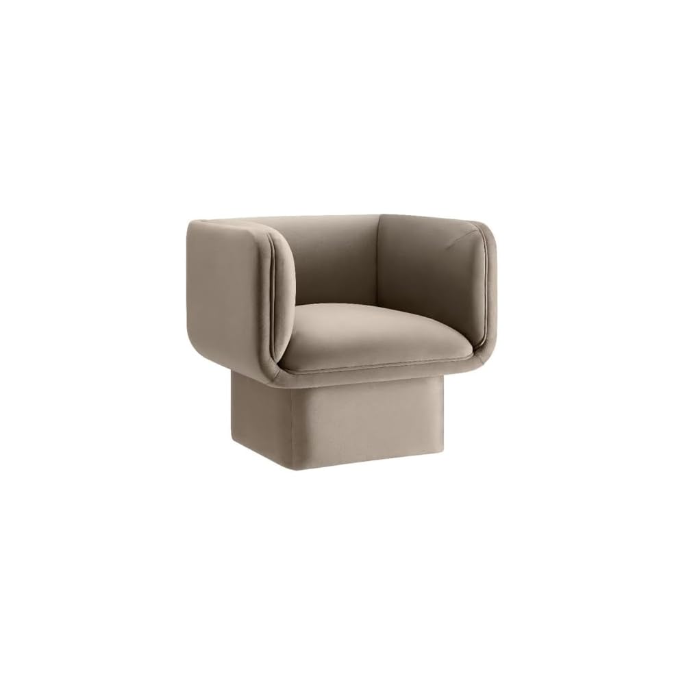Modway Tate Performance Velvet Accent Chair in Storm Gray - Upholstered Club Chair - Modern Barrel Armchair - Comfy Reading Leisure Chair for Living Room, Bedroom, Office