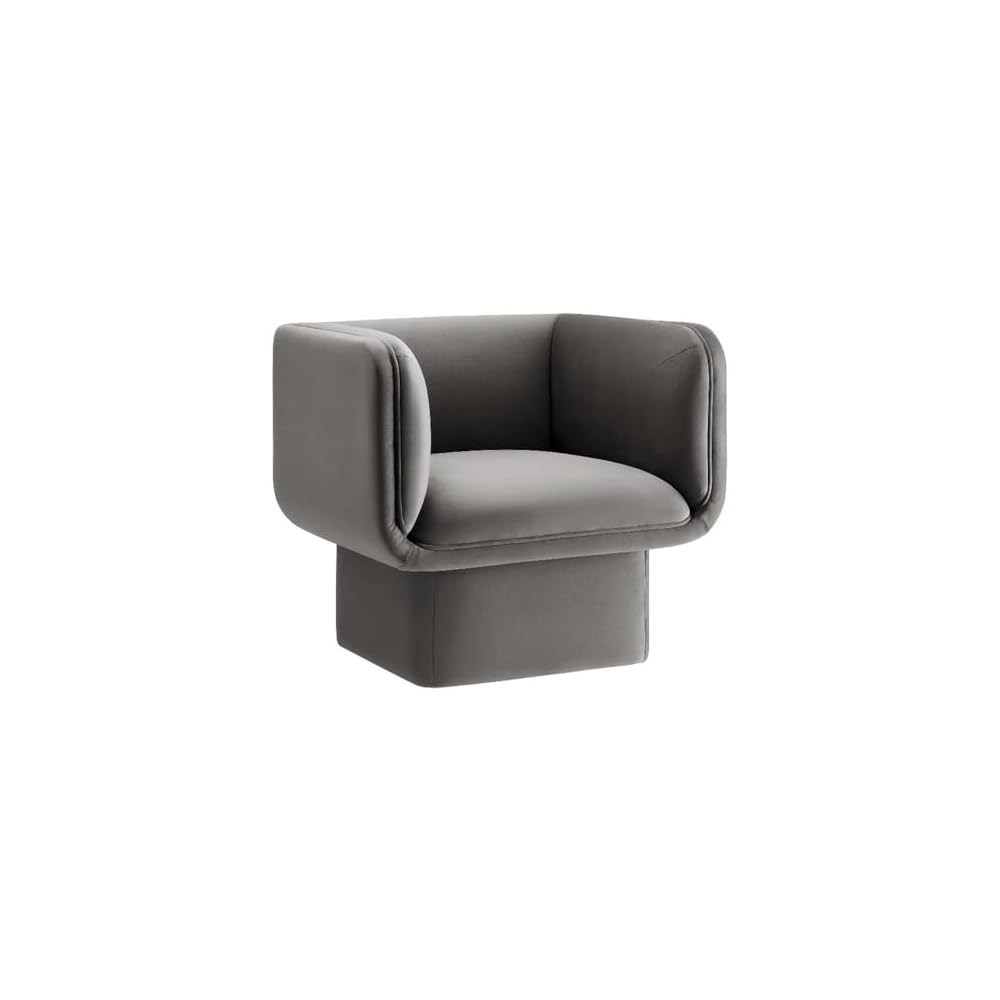 Modway Tate Performance Velvet Accent Chair in Storm Gray - Upholstered Club Chair - Modern Barrel Armchair - Comfy Reading Leisure Chair for Living Room, Bedroom, Office
