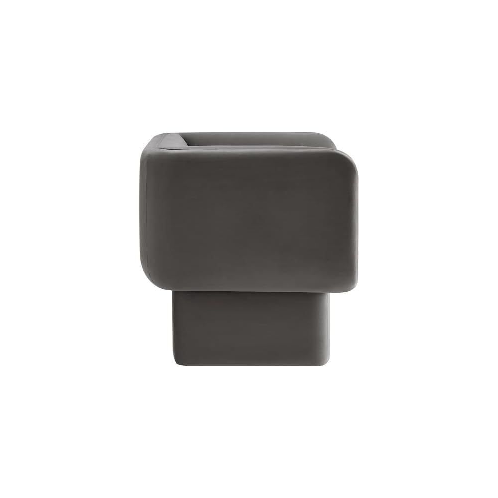 Modway Tate Performance Velvet Accent Chair in Storm Gray - Upholstered Club Chair - Modern Barrel Armchair - Comfy Reading Leisure Chair for Living Room, Bedroom, Office