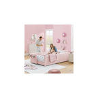 Twin Daybed Frame for Kids, Upholstered Comfy Day Bed Frame with Cartoon Rabbit Bunny Ear Headboard, Boucle Tufted Sofa Bed with Side Pocket for Bedroom Kids’ Room Playroom, No Box Spring Needed, Pink