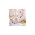 Twin Daybed Frame for Kids, Upholstered Comfy Day Bed Frame with Cartoon Rabbit Bunny Ear Headboard, Boucle Tufted Sofa Bed with Side Pocket for Bedroom Kids’ Room Playroom, No Box Spring Needed, Pink