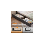 King Corner Bed Frame with 2 Storage Drawers,LED Lights & Charging Station
