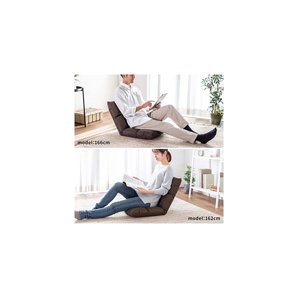Sanwa Direct 150-SNCF033BL Floor Chair, Compact, 6 Levels of Reclining, Fabric, Small Type, Blue