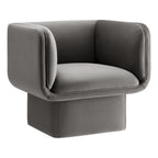 Modway Tate Performance Velvet Accent Chair in Storm Gray - Upholstered Club Chair - Modern Barrel Armchair - Comfy Reading Leisure Chair for Living Room, Bedroom, Office