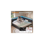 King Corner Bed Frame with 2 Storage Drawers,LED Lights & Charging Station