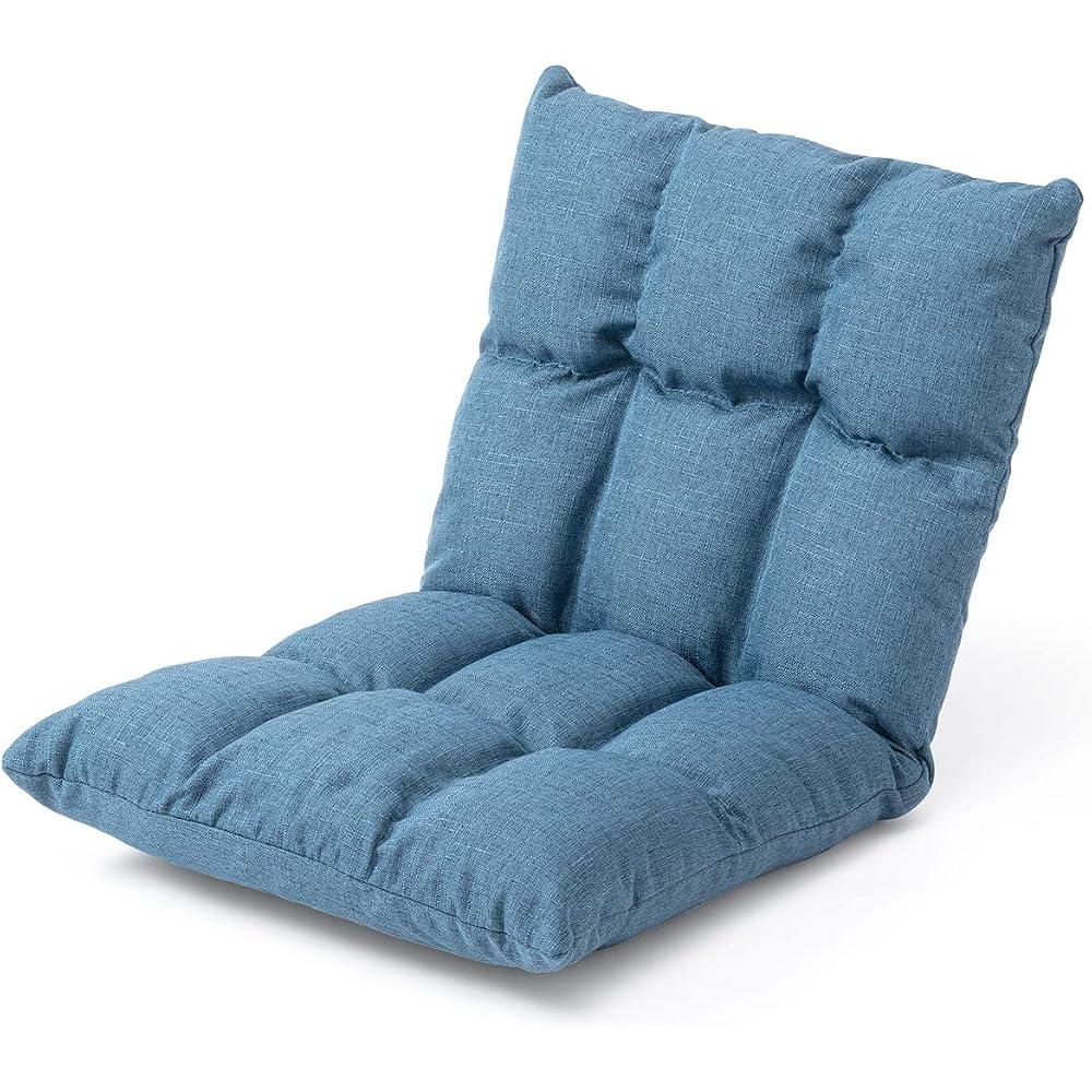 Sanwa Direct 150-SNCF033BL Floor Chair, Compact, 6 Levels of Reclining, Fabric, Small Type, Blue