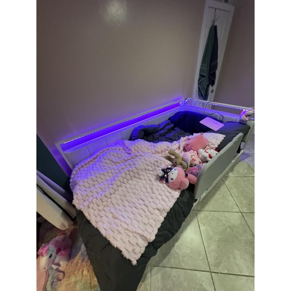 King Corner Bed Frame with 2 Storage Drawers,LED Lights & Charging Station