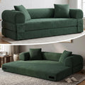 80” Convertible Sofa Bed, 3-in-1 Boneless Couch Bed with Deep Seat, Side Storage Pockets & 2 Pillows, Green Foldable Floor Couch for Living Room Apartment, 600 LBS Capacity (Dark Green)